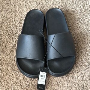 Black Slide Sandals, NWT